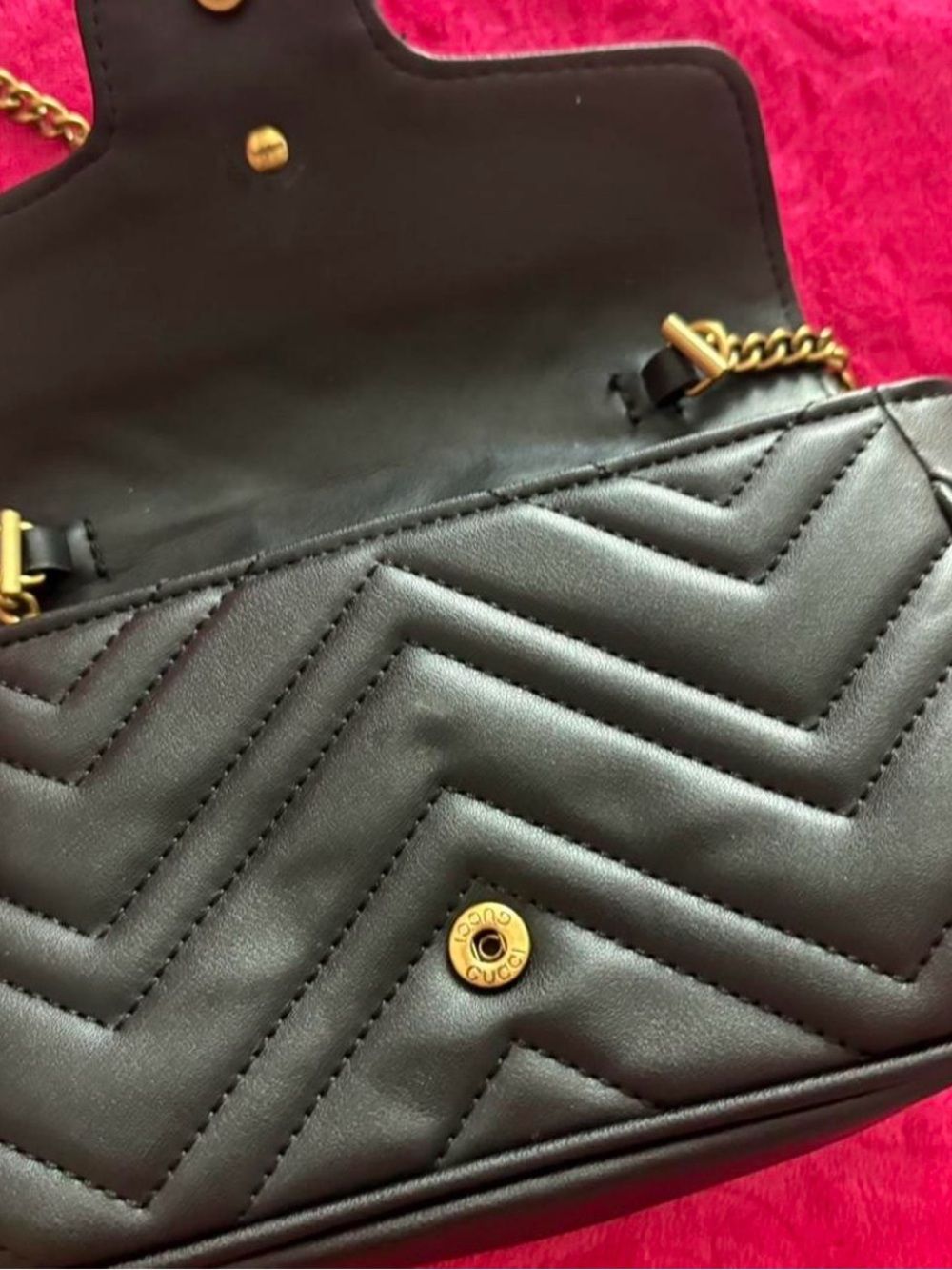 Gucci Black Matelassé Mini Shoulder Bag with Gold GG - Picture 5 of 8
